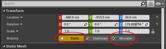Static Mesh Mobility Types