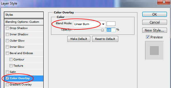 Color Overlay to Linear Burn