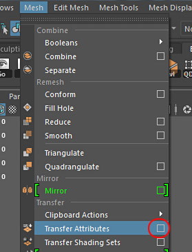 Mesh > Transfer Attributes