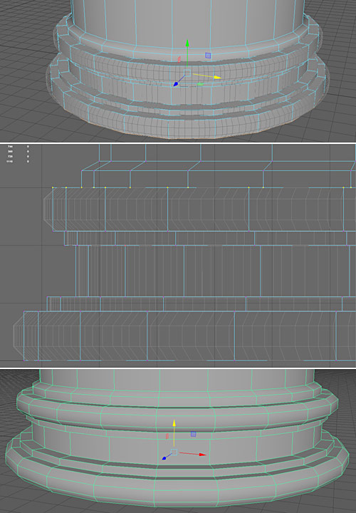 Creating bottom low-poly section