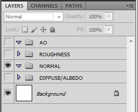 Photoshop document folder/layer setup